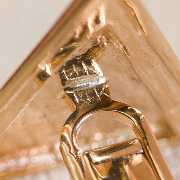 Solid Gold Triangle Cufflinks with Diamonds – Midcentury Modern Style - Picture 6 of 7